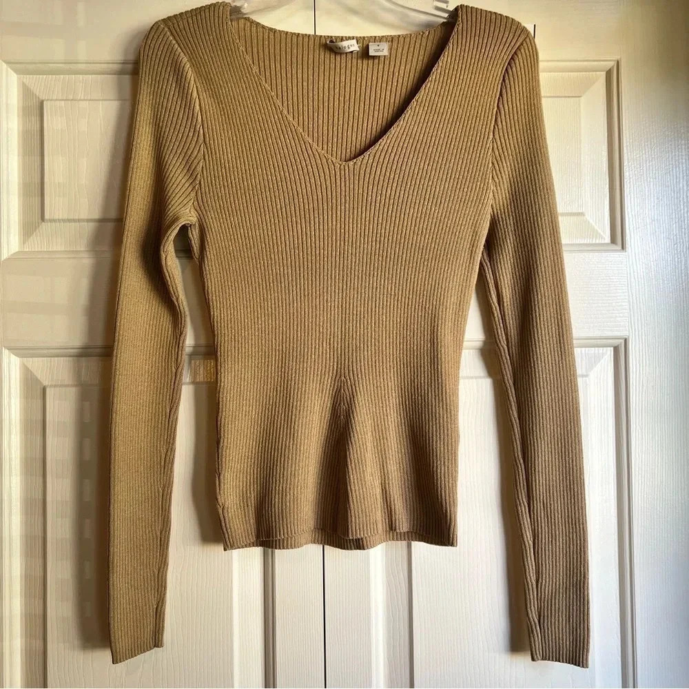 Halogen ribbed long sleeve V-neck sweater Women’s size Small